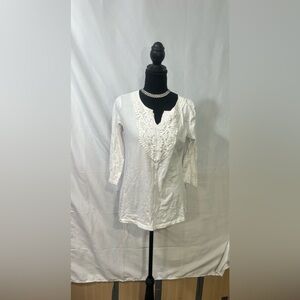 Gloria Vanderbilt White Embroidered Tunic